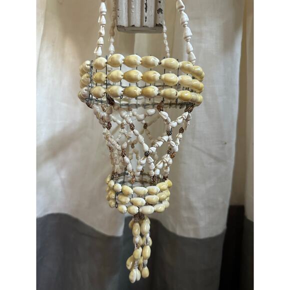 Vintage Sea Shell Hanging Macrame Plant candle Holder Boho decor beach nautical - Picture 8 of 16